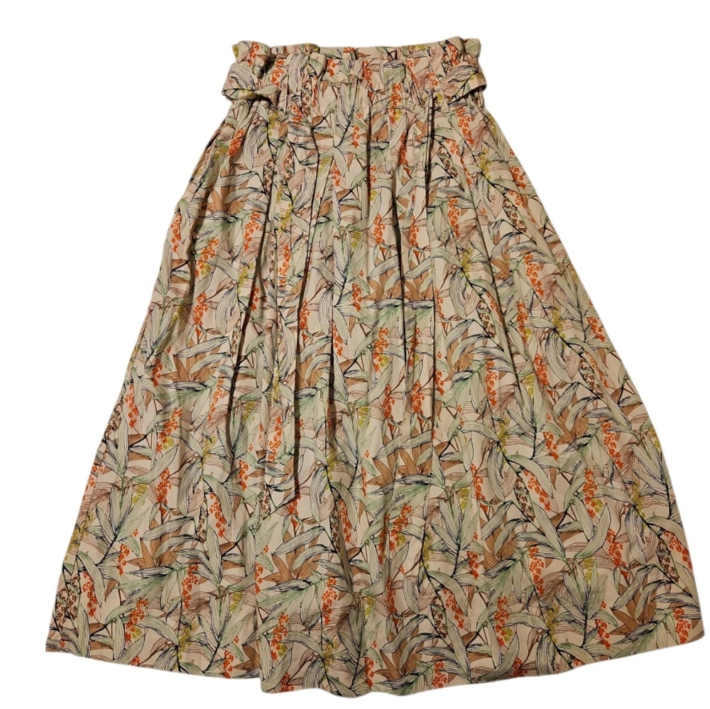Floral High Waist Midi‎ Skirt Size XS
